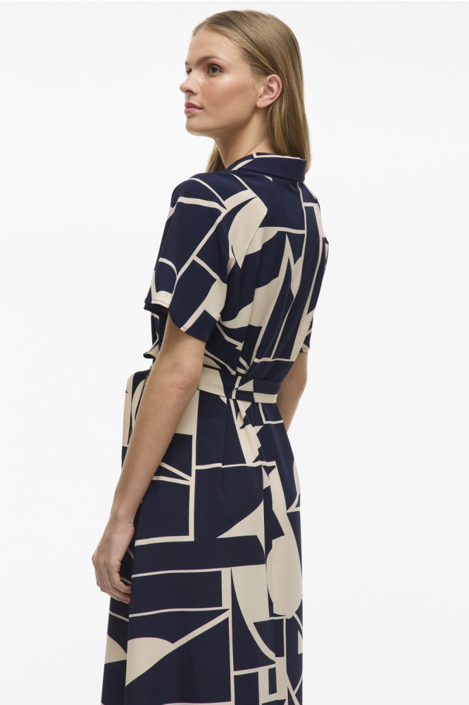 VIEBBA S/S MIDI SHIRT DRESS/KA 14109995 NAVY BLAZER/BIRCH GRAPHIC